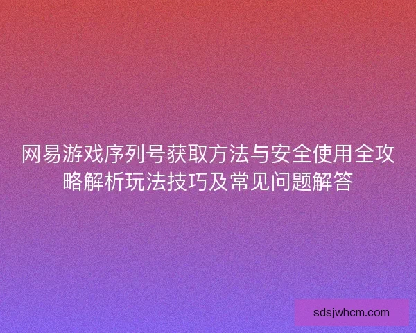 网易游戏序列号获取方法与安全使用全攻略解析玩法技巧及常见问题解答