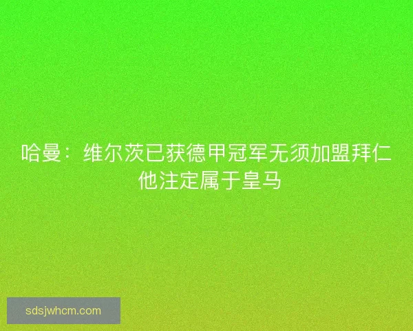 哈曼：维尔茨已获德甲冠军无须加盟拜仁 他注定属于皇马